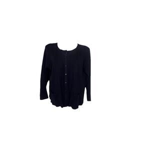 TALBOTS Women’s Black Knit Cardigan Plus Size 3X Rayon Cotton Classic Cardigan